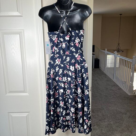 NWT Nine Britton Stitch Fix Angie Stretch Floral Knit Midi Dress Sz Small #441 - Picture 4 of 10